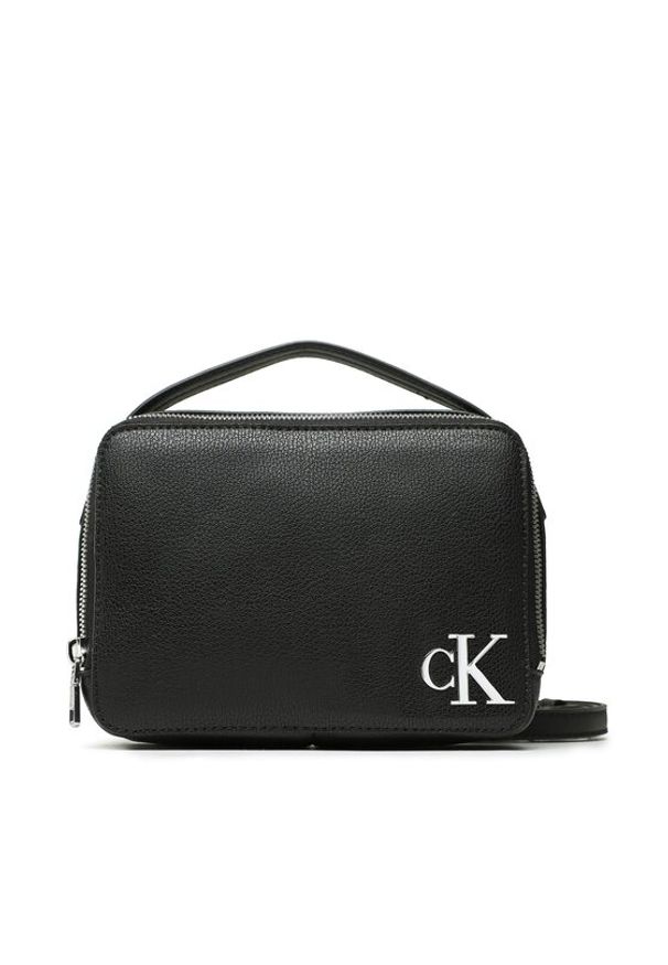 Calvin Klein Jeans Torebka Minimal Monogram Camera Bag 18 K60K610331 Czarny. Kolor: czarny. Materiał: skórzane