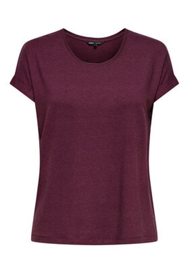 only - ONLY T-Shirt Moster 15106662 Bordowy Regular Fit. Kolor: czerwony. Materiał: wiskoza