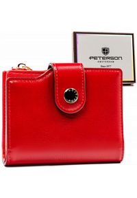 Portfel damski Peterson PTN 012-F czerwony. Kolor: czerwony. Materiał: skóra ekologiczna
