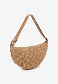 Born2be - Ciemnobeżowa Pleciona Torebka Typu Listonoszka Galivana. Kolor: beżowy. Styl: elegancki, casual #3