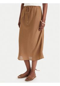 Marella Spódnica maxi Gamba 2613101094 Brązowy Regular Fit. Kolor: brązowy. Materiał: len #1