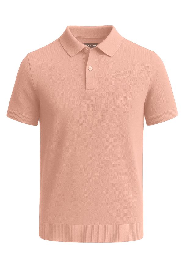 Volcano - Dzianinowa polówka O-MORO. Okazja: na co dzień. Typ kołnierza: polo. Kolor: pomarańczowy. Materiał: dzianina. Wzór: moro. Styl: casual, elegancki, klasyczny