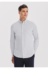 Pako Lorente - PAKO LORENTE – Koszula męska w szary prążek. Typ kołnierza: button down. Kolor: szary. Materiał: bawełna. Długość rękawa: długi rękaw. Długość: długie. Wzór: prążki #10