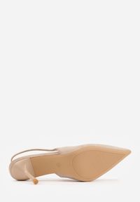 Born2be - Ciemnobeżowe Sandały Slingback z Imitacji Zamszu na Szpilce z Noskiem w Szpic Delanoe. Okazja: na co dzień, na ślub cywilny, na wesele, na imprezę. Nosek buta: szpiczasty. Zapięcie: bez zapięcia. Kolor: beżowy. Materiał: zamsz. Obcas: na szpilce. Styl: casual, elegancki, klasyczny #5
