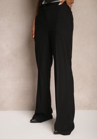 Renee - Czarne Spodnie Garniturowe z Wiskozą High Waist o Szerokim Kroju Ceanita. Okazja: na co dzień, na spotkanie biznesowe. Stan: podwyższony. Kolor: czarny. Materiał: wiskoza. Styl: biznesowy, casual