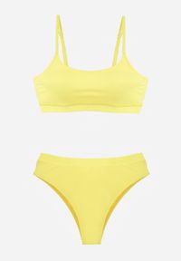 Renee - Żółte Bikini Basic z Prążkowanego Materiału i Możliwością Regulacji Ramiączek Fyserola. Kolekcja: plus size. Kolor: żółty. Materiał: prążkowany, materiał #5