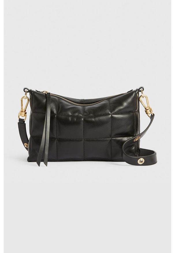 AllSaints torebka skórzana kolor czarny. Kolor: czarny. Materiał: skórzane
