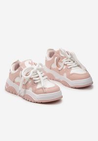 Renee - Różowe Sneakersy na Niskiej Platformie z Grubymi Sznurówkami Nerisses. Kolor: różowy. Obcas: na platformie