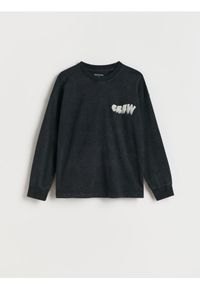 Reserved - Koszulka longsleeve - ciemnoszary. Kolor: szary. Materiał: dzianina, bawełna. Długość rękawa: długi rękaw