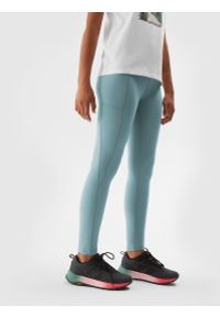 4f - Legginsy ocieplane dziewczęce. Kolor: zielony. Materiał: dzianina, materiał. Długość: do kostek #2