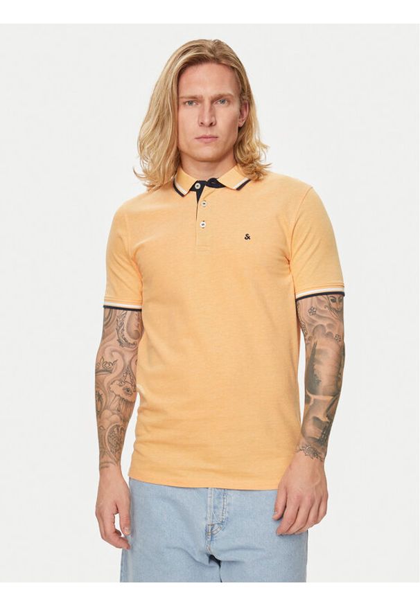 Jack & Jones - Jack&Jones Polo Jjepaulos 12136668 Pomarańczowy Slim Fit. Typ kołnierza: polo. Kolor: pomarańczowy. Materiał: bawełna