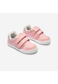 Decathlon - Buty dla dzieci Domyos 100 I Move. Kolor: biały, różowy, wielokolorowy. Materiał: materiał. Sport: turystyka piesza