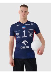 4f - Koszulka meczowa replika wyjazdowa z sezonu 2024/25 męska 4F x Zaksa Kędzierzyn Koźle - Kurek - multikolor. Typ kołnierza: dekolt w serek. Kolor: wielokolorowy. Materiał: syntetyk, włókno, dzianina, materiał. Wzór: gładki, nadruk, ze splotem. Styl: sportowy, klasyczny