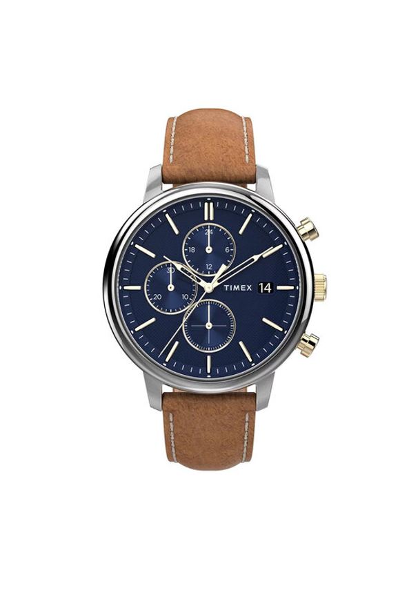 Timex Zegarek Chicago Chronograph 45mm TW2U39000 Brązowy. Kolor: brązowy