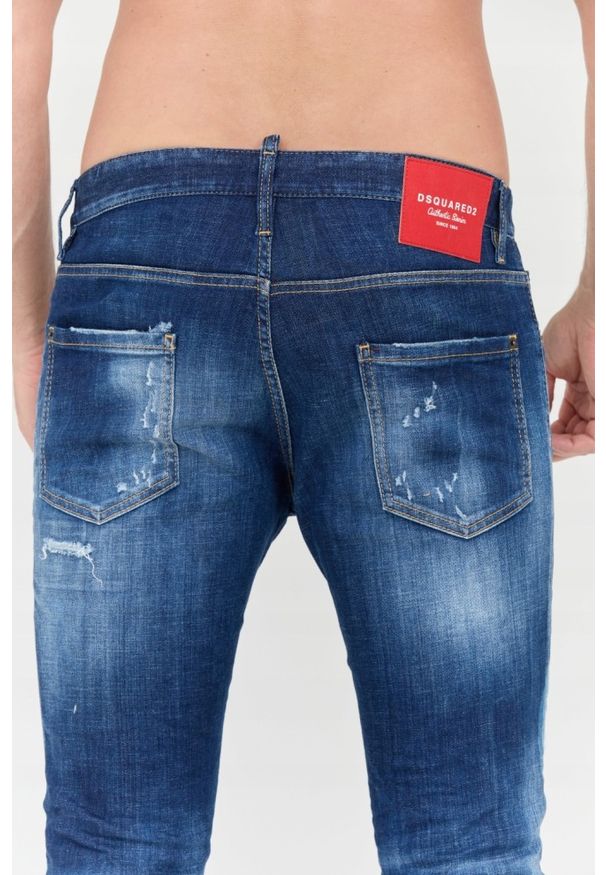 DSQUARED2 Granatowe jeansy z przetarciami. Kolor: niebieski