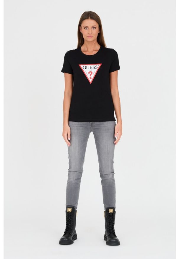 Guess - GUESS Czarny t-shirt Original Tee. Kolor: czarny