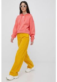Levi's® - Levi's spodnie sztruksowe x SIMPSON damskie kolor żółty proste high waist. Okazja: na spotkanie biznesowe. Stan: podwyższony. Kolor: żółty. Materiał: sztruks. Styl: biznesowy