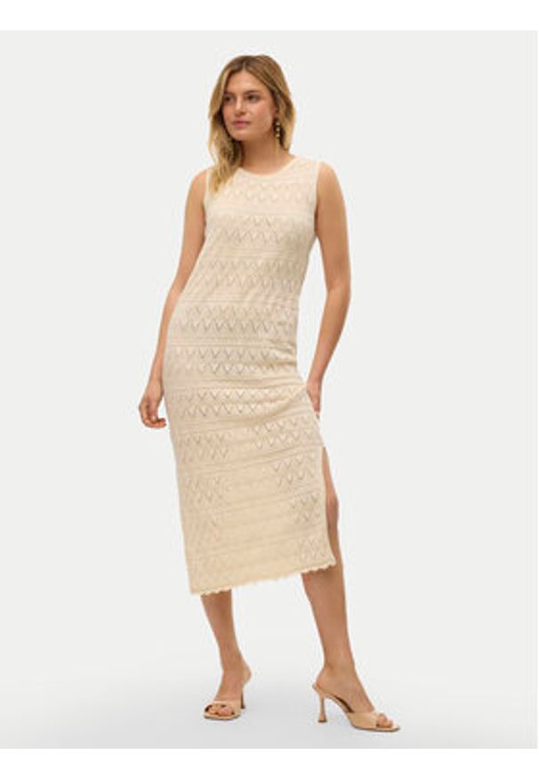 Vero Moda Sukienka letnia Bali 10302925 Écru Regular Fit. Materiał: bawełna. Sezon: lato