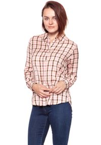 Wrangler - KOSZULA WRANGLER 1 PKT SHIRT CAMEO PINK W5241M1Y2. Materiał: wiskoza. Wzór: kratka #5