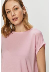 Vero Moda - T-shirt. Okazja: na co dzień. Kolor: różowy. Materiał: dzianina. Wzór: gładki. Styl: casual #3