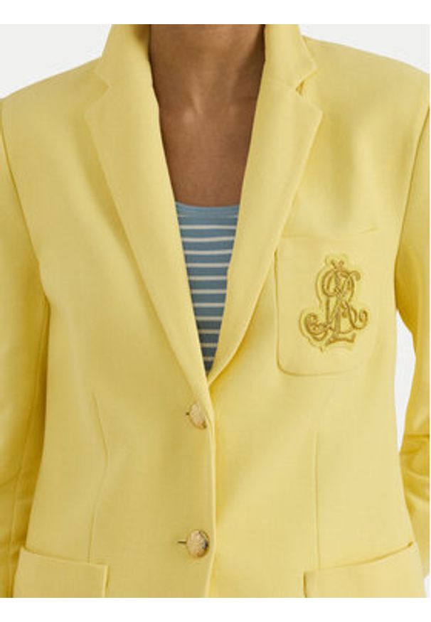 Lauren Ralph Lauren - LAUREN RALPH LAUREN Marynarka 200797305031 Żółty Slim Fit. Kolor: żółty. Materiał: bawełna