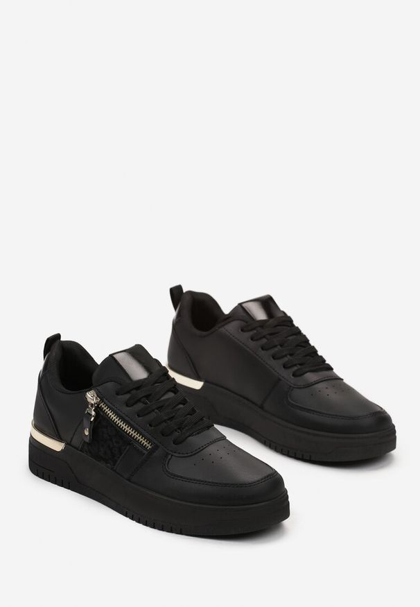 Born2be - Czarne Sneakersy z Ozdobnym Suwakiem Euphros. Kolor: czarny