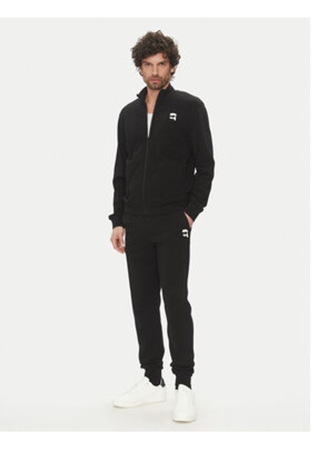 Karl Lagerfeld - KARL LAGERFELD Bluza 705712 500900 Czarny Regular Fit. Typ kołnierza: dekolt w karo. Kolor: czarny. Materiał: bawełna