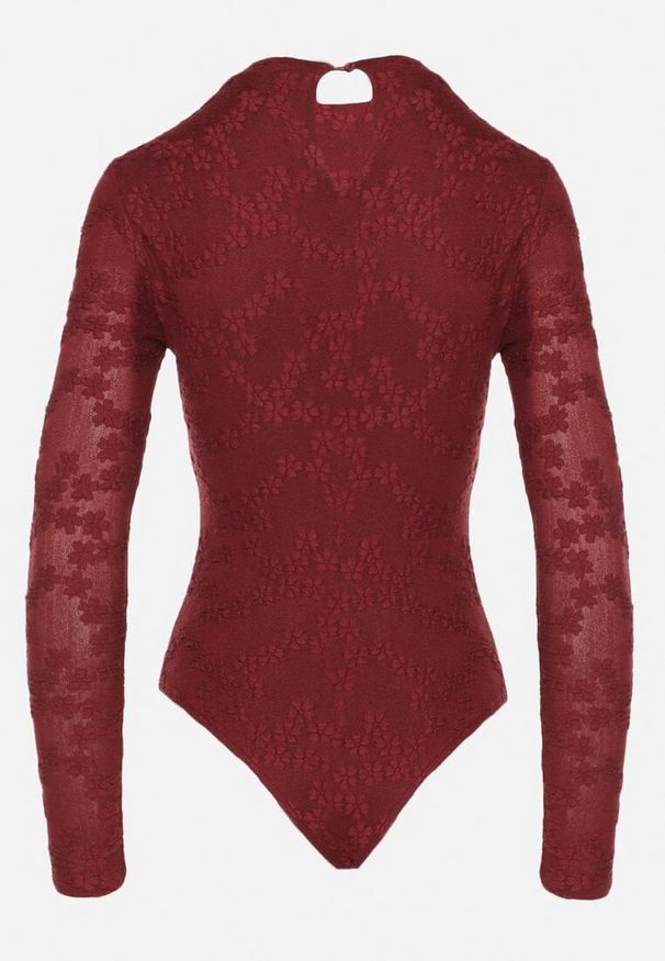 Born2be - Bordowe Koronkowe Body z Bawełną z Długim Rękawem Zenarria. Okazja: na co dzień, na spotkanie biznesowe, do pracy. Typ kołnierza: kołnierzyk stójkowy. Kolor: czerwony. Materiał: bawełna, koronka. Długość rękawa: długi rękaw. Długość: długie. Wzór: aplikacja. Styl: casual, biznesowy, klasyczny