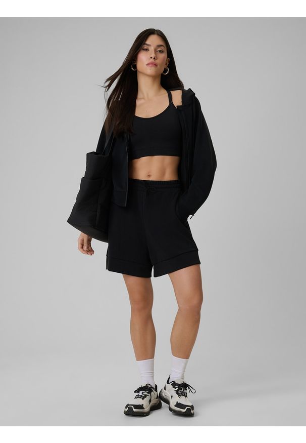 4f - 4F Spodenki dresowe z modalem damskie - czarne XS. Kolor: czarny. Materiał: dresówka. Wzór: gładki