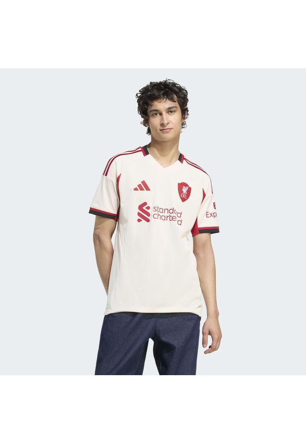 Adidas - Koszulka Liverpool FC 25/26 Away Jersey. Kolor: biały. Materiał: jersey. Sport: piłka nożna