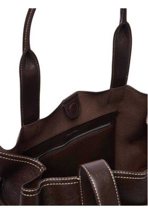Calvin Klein Torebka Buckle Medium Work Tote LV04F3549G Brązowy. Kolor: brązowy. Materiał: skórzane
