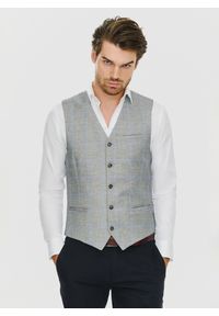 Pako Lorente - PAKO LORENTE – Męska szara kamizelka w kratę. Kolor: szary #1