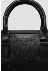 Karl Lagerfeld - KARL LAGERFELD Czarna męska aktówka skórzana z monogramem. Kolor: czarny. Materiał: skóra #5