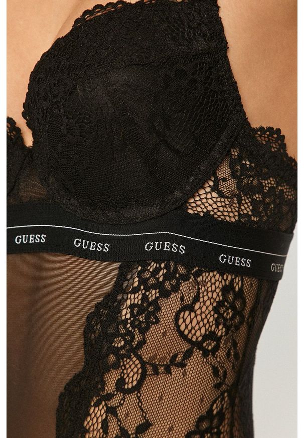 Guess Body kolor czarny transparentne gładki. Kolor: czarny. Materiał: materiał. Wzór: gładki