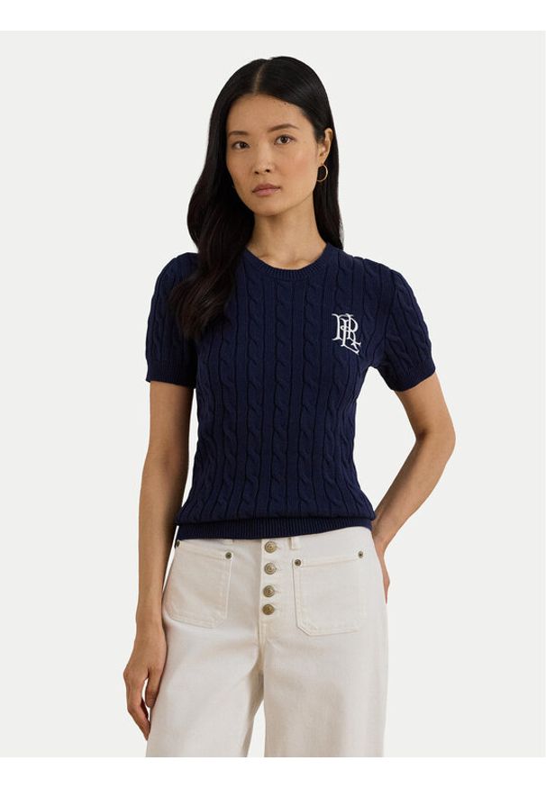 Lauren Ralph Lauren - LAUREN RALPH LAUREN Sweter 200P07025001 Granatowy Relaxed Fit. Kolor: niebieski. Materiał: bawełna