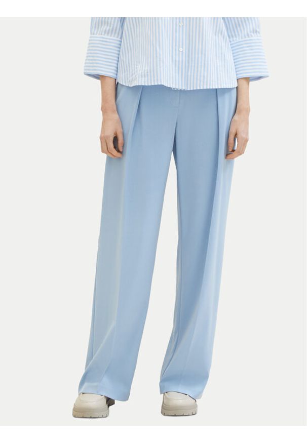 Tom Tailor Spodnie materiałowe 1040686 Błękitny Wide Leg. Kolor: niebieski. Materiał: wiskoza