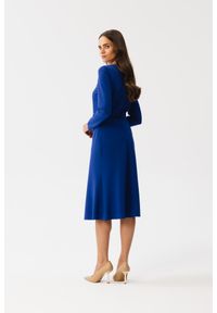 Stylove - Elegancka sukienka w stylu retro chabrowa. Kolor: niebieski. Styl: retro, elegancki