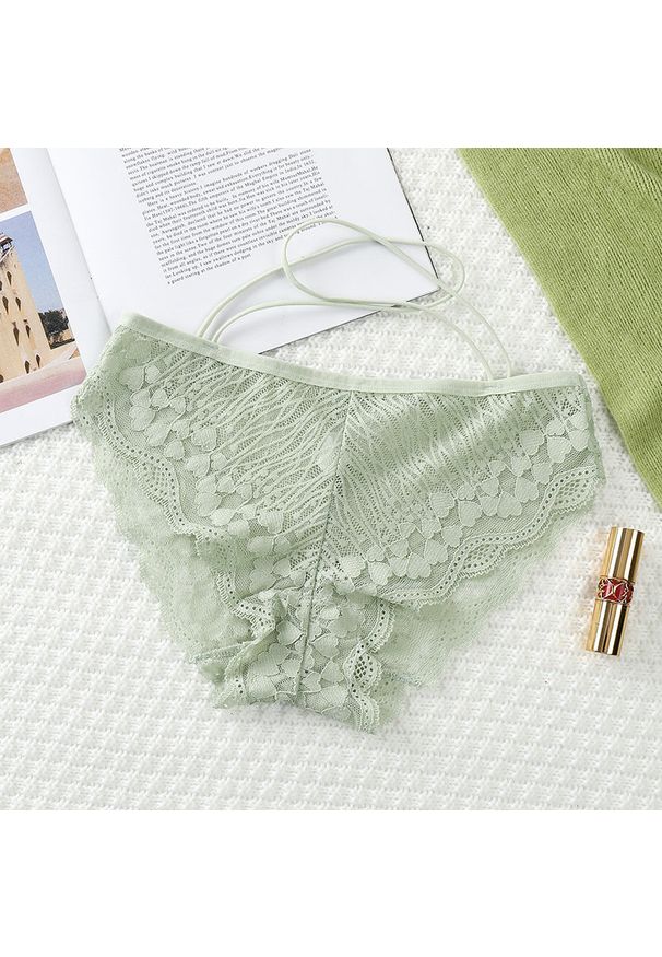 Intica - Figi koronkowe z paskami na co dzień i na specjalne okazje Milou. Kolor: zielony. Materiał: koronka. Wzór: paski, koronka