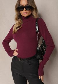 Renee - Ciemnobordowy Golf Sweterkowy z Domieszką Kaszmiru Zaivanna. Okazja: na spacer, na spotkanie biznesowe, do pracy, na co dzień. Typ kołnierza: golf. Kolor: czerwony. Materiał: kaszmir. Sezon: jesień. Styl: elegancki, biznesowy, klasyczny, casual #4