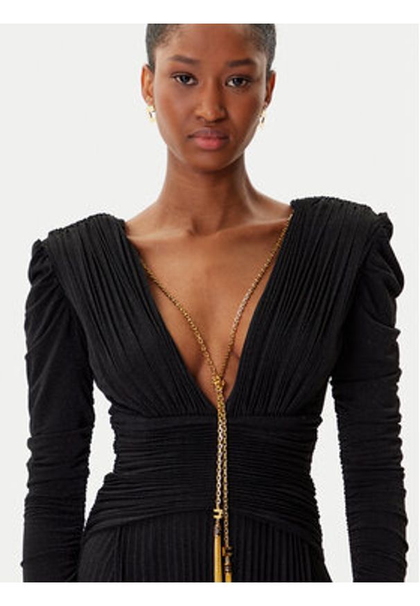 Elisabetta Franchi Sukienka wieczorowa AB-R40-57E2-V850 Czarny Regular Fit. Kolor: czarny. Materiał: wiskoza. Styl: wizytowy