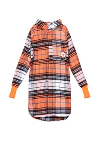 ROBERT KUPISZ - Pomarańczowa koszula w kratę Kids Flannel. Typ kołnierza: kaptur. Kolor: pomarańczowy. Materiał: bawełna. Długość rękawa: długi rękaw. Długość: do kolan. Wzór: aplikacja #4