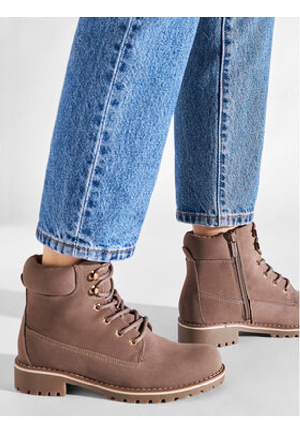 Jenny Fairy Trapery WS722-28G Brązowy. Kolor: brązowy. Materiał: skóra