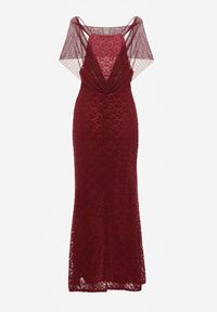 Born2be - Bordowa Asymetryczna Sukienka z Falbaną Nawedina. Kolor: czerwony. Materiał: poliester. Typ sukienki: asymetryczne #3