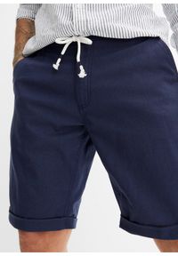 bonprix - Bermudy z przewiewnej mieszanki lnu, regular fit. Kolor: niebieski. Materiał: materiał, len #2