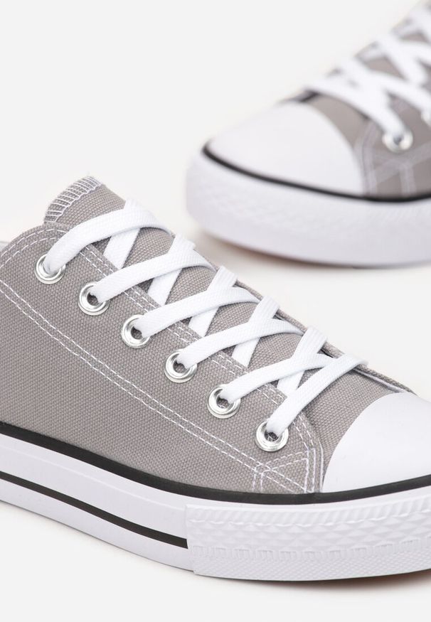 Born2be - Szare Trampki przed Kostkę ze Sznurowaniem Laysen. Okazja: na co dzień. Wysokość cholewki: przed kostkę. Kolor: szary. Styl: klasyczny, casual