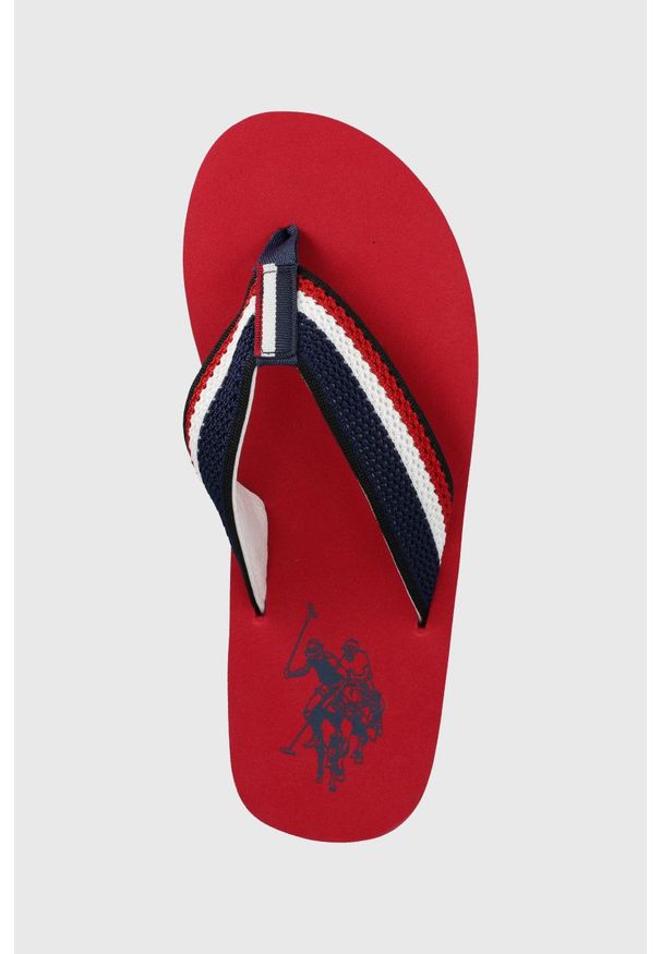 U.S. Polo Assn. japonki męskie kolor czerwony. Kolor: czerwony. Materiał: materiał. Obcas: na obcasie. Wysokość obcasa: niski