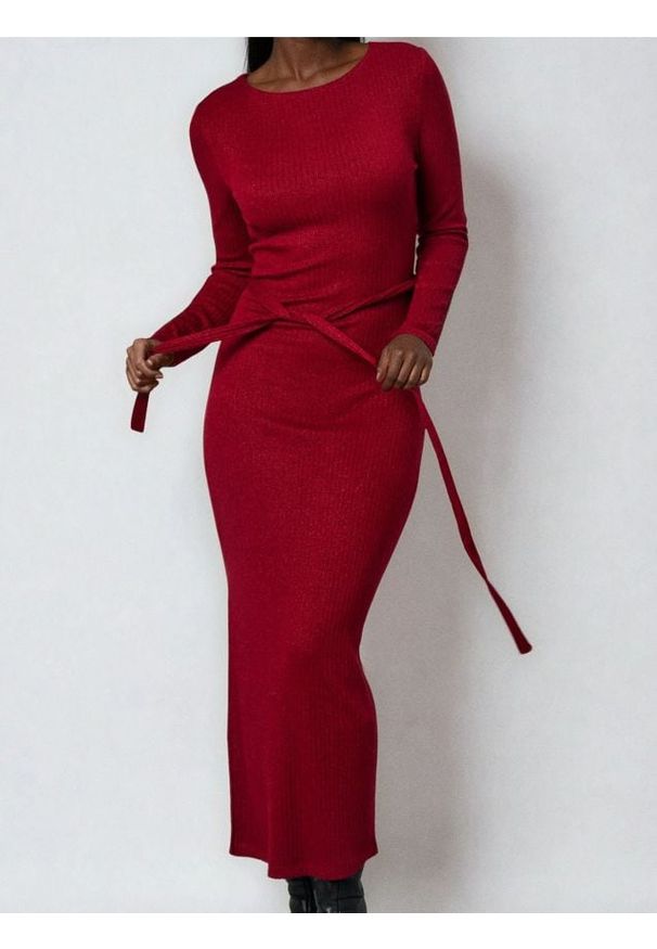 Sinsay - Sukienka maxi dresowa - czerwony. Kolor: czerwony. Materiał: dresówka. Długość: maxi