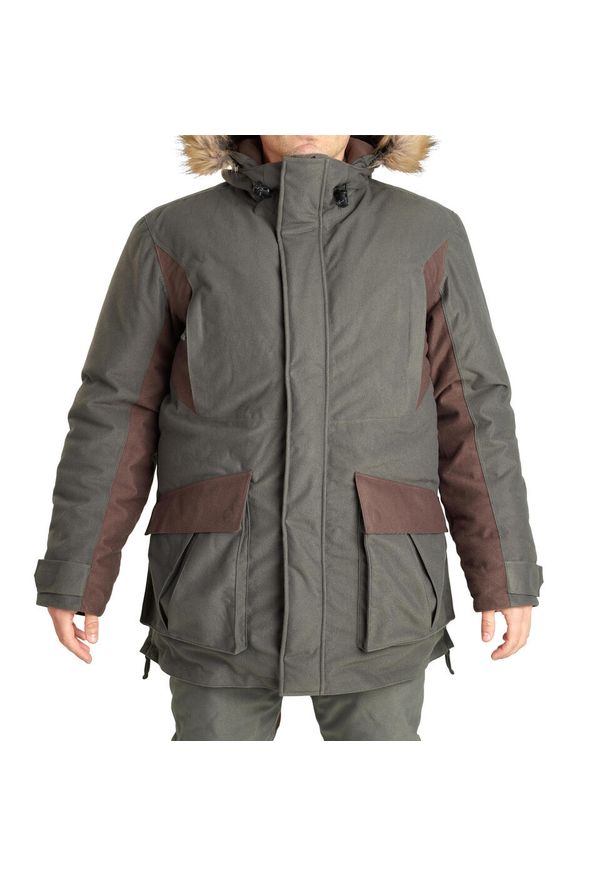 SOLOGNAC - Kurtka myśliwska wodoodporna Warm -20°C 100. Kolor: zielony. Materiał: materiał. Sport: outdoor, turystyka piesza