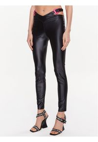 Versace Jeans Couture Legginsy 74HAC1A1 Czarny Slim Fit. Kolor: czarny. Materiał: syntetyk