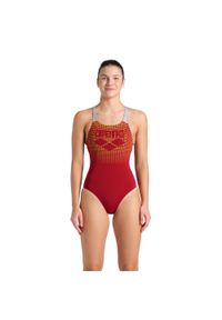 Arena - Strój kąpielowy damski Foggy Dots Swimsuit Swim Pro Back. Kolor: czerwony